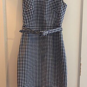 J.Crew Gingham Navy Belted Dress